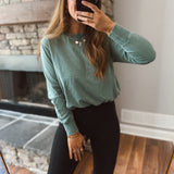Silky Pine Mineral Cloud Bubble Hem Pullover