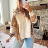 Oatmeal Blooming Contrast Hoodie