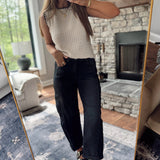 Risen Black HR Boyfriend Barrel Cuffed Jeans