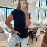 Desirae Black Cap Sleeve Sweater