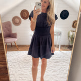 Midnight Blouson Poplin Mini Dress