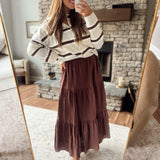 Chocolate Acorn Alley Midi Skirt