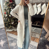 Natural Cable Knit Midi Cardigan
