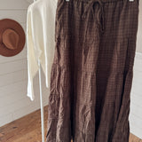 Espresso Geometric Tiered Maxi Skirt