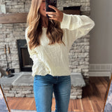 Mina Butter Cream Loose Knit Long Sleeve