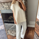 Off White Turtleneck Sweater Top & Pants Set