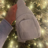 Light Gray Corduroy Crossbody Sling Bag