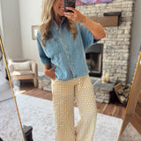 Yellow Gingham Print Pants