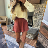 Terracotta Scuba Pintuck Skater Skirt