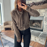 Brown Taupe Sweet Tied Cardigan