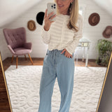 Washed Denim Relaxed Drawstring Pants