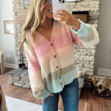 Oatmeal Mohair Striped Cardigan