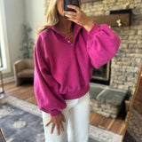 Fuchsia Montauk Snap Button Pullover