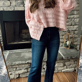 Risen Dark MR Cropped Flared Seam Detailing Denim