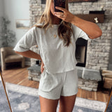 Cream Striped Liora Top and Shorts Set