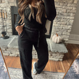 Black Chill Weekend French Terry Straight Leg Cargo Sweats