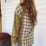 Maira Olive Plaid Mix Pullover