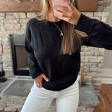 Black Staple Round Neck Sweater