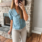 Daerin Denim Button Up Blouse