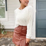 Your Turn Faux Leather Terra Cotta Skirt