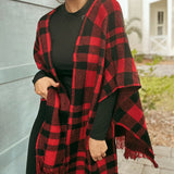 Forever Dedicated Plaid Sweater Poncho