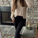 Beautiful in Beige Mock Neck Sweater