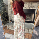 Cream Floral Ruffle Lace Pants