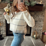 Freezing Point White/Grey Striped Knit Sweater