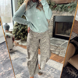 Mocha Zebra Print Barrel Jeans