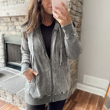 Chillin Grey Mineral-Washed Zip Up Hoodie