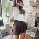 Espresso Scuba Pintuck Skater Skirt