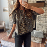 Addyson Leopard Bow Detail Denim Top