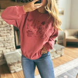 Brick Christmas Graphics Embroidered Sweatshirt