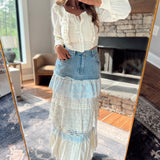 Angelica Cream Ruffled Corset Contrast Blouse
