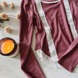 Mauve Pink Eyelet Patch Top