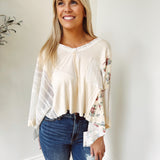 Flouncing Around Cream Oversized Contrast Top