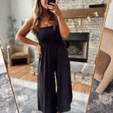 Black Koloa Strapless Flare Jumpsuit