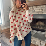 Cream Heart To Heart Hooded Sweater