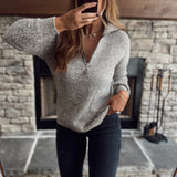 Bonnie Gray Knit Pullover Half Zip