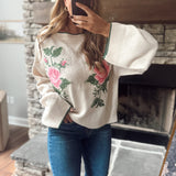 Ivory Rose Embroidered Sweater