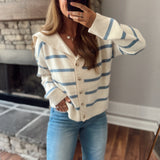 Natural Striped Sailor Collar Cardigan