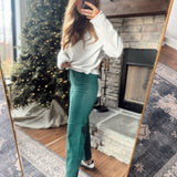 Risen Hunter Green HR Seam Detail Crop Wide Jeans