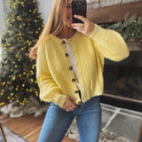 Lemon Brushed Button Up Cardigan