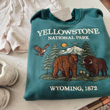 Dark Green Yellowstone Embroidered Sweatshirt