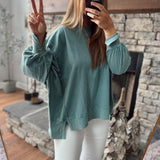 Dark Teal Driftmere Seam Detail Pullover