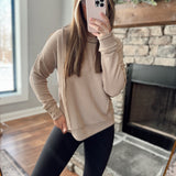 Stella Lt Mocha Round Neck Corded Ribbed Long Sleeve