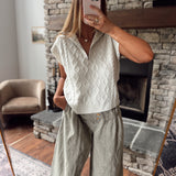 Melange Khloe Half Zip Cable Sweater Top