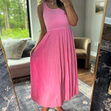 Pink Scoop & Sway Pleated Midi