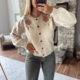 Ecru Pick Me Petals Cardigan