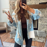 Starlight Stitch Placket Hoodie Top